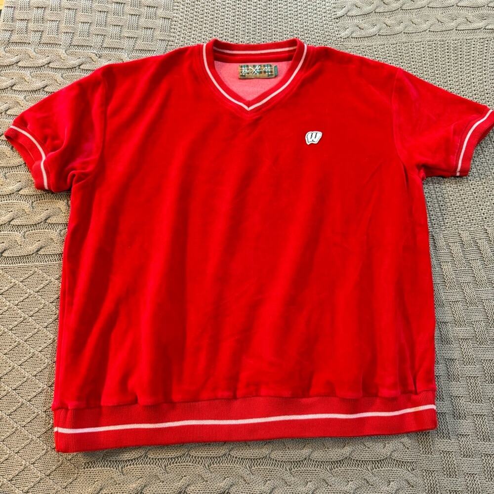 Red Jacket Wisconsin Badgers V Neck Short Sleeved Sweater ~ S/MD - Picture 2 of 11